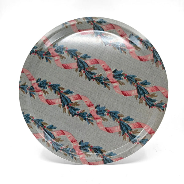 Round Birch Wood Tray - Ribbons