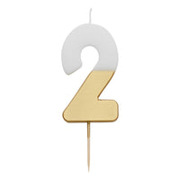White & Gold Birthday Number Candles | 0-9 | Single |: 1