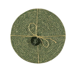 Jute Placemats 27cm in Olive, Tied Set of 4