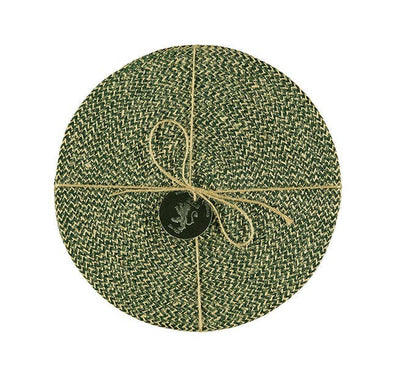 Jute Placemats 27cm in Olive, Tied Set of 4