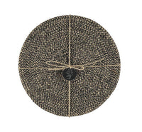 Jute Placemats 27cm in Jet Black/Natural, Tied Set of 4