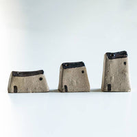 Gohobi Handmade Japanese Style Incense Holder – Zen Ceramic Incense Plug Tray: 3 mud houses