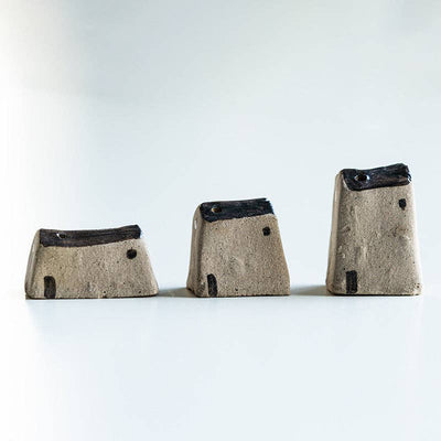 Gohobi Handmade Japanese Style Incense Holder – Zen Ceramic Incense Plug Tray: 3 mud houses