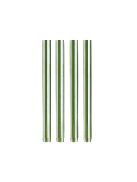 Stripe Dinner Candles : Moss Green / White