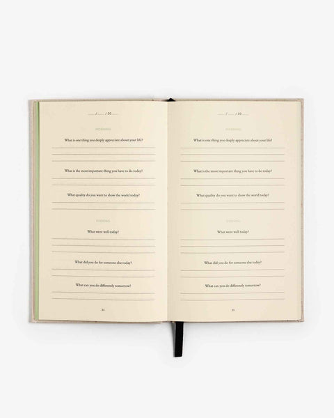 The Three Question Journal Green - Daily Guided Wellbeing