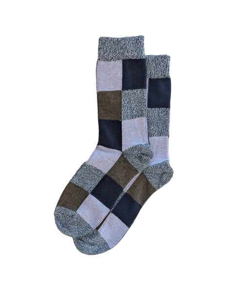 Organic Cotton Socks - Patchwork Blue: UK 8-11