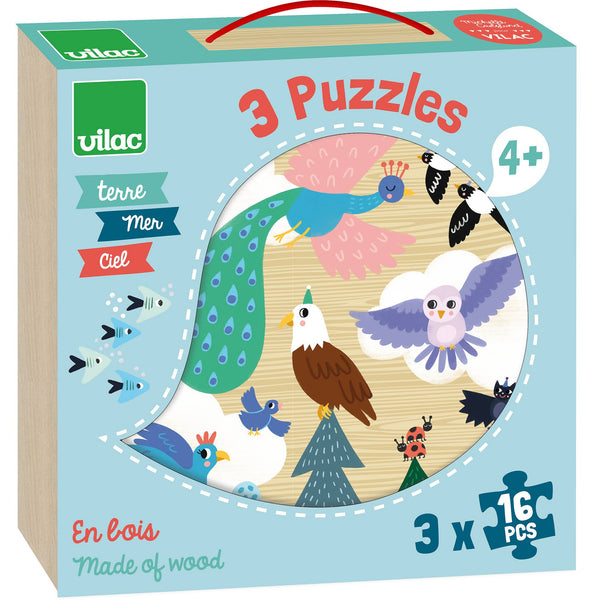 Vilac Earth, Sea & Sky Puzzle Collection  Wooden Educational