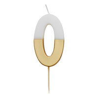 White & Gold Birthday Number Candles | 0-9 | Single |: 2