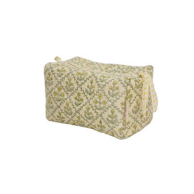Large Toiletry Bag - Floral Lattice Buttercream