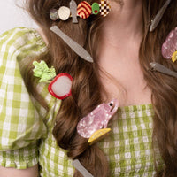 Sardine Fish Hair Clip Set in Silver Acetate with Rhinestone