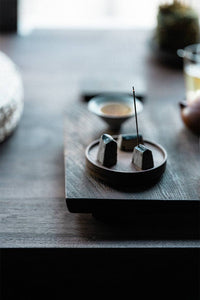 Gohobi Handmade Japanese Style Incense Holder – Zen Ceramic Incense Plug Tray: 3 mud houses