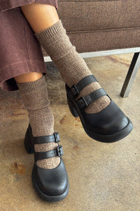 Wool Waffled Socks - Brown / Oatmeal