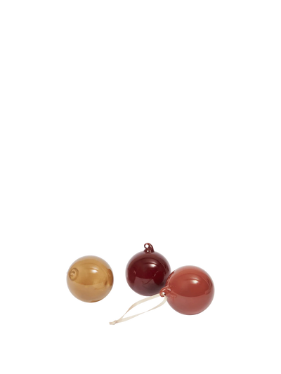 Glass Baubles M - Set of 3 - Roseate Opaque