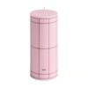 Column Candle - Small - Light Pink with Bordeaux Grid