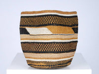 The Basket Room - KADI: Geometric Natural and Black Baskets: Stripes & Checks - Medium