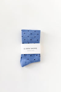 Polka Dot Sneaker Socks - Cacao/ Blue