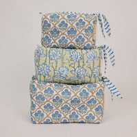Small Toiletry Bag - Trellis Indigo