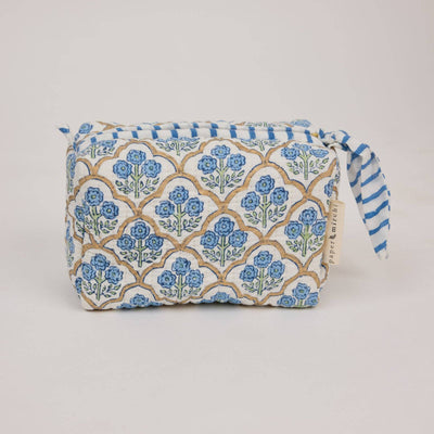 Small Toiletry Bag - Trellis Indigo