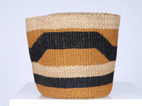 The Basket Room - KADI: Geometric Natural and Black Baskets: Stripes & Checks - Medium