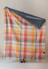 TBCo - Recycled Wool Picnic Blanket - Wildflower Patchwork check - Navy Recycled Handle