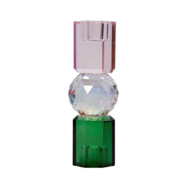 C’est Bon - Crystal Candle Holder - Pink/Rainbow/Dark Green