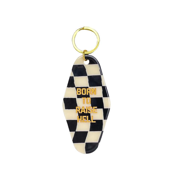 Born to Raise Hell Checkered Motel Keychain