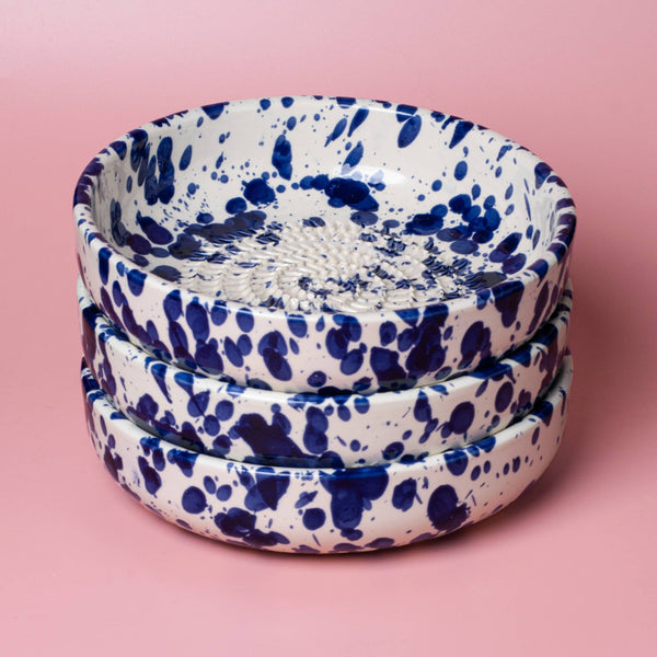 Garlic Grater Plate - Large Ceramic Blue - Persia