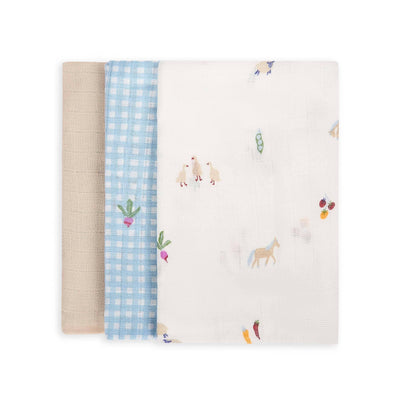 Organic Baby Muslins, Set of 3 - Little Farm