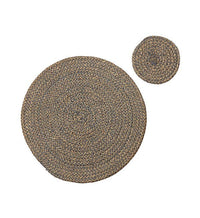 Jute Placemats 27cm in Gull Grey/Natural, Tied Set of 4