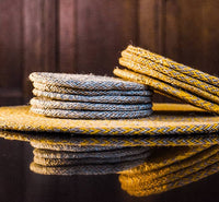 Jute Coasters in Indian Yellow/Natural, Tied Set of 4