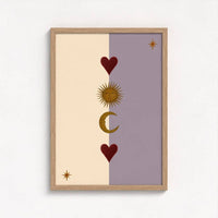 Queen of the Rodeo - Giclee Art Print - Sun, Moon and Heart (Mauve): A3