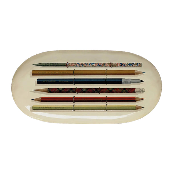 Oval Enamel Tray - Vintage Pencils