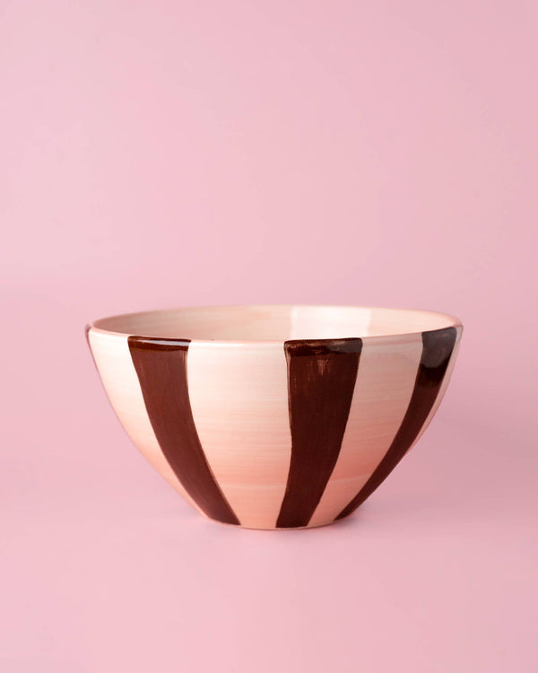Ceramic Salad Bowl 1.5 L - 21 cm - Pink and Brown - Chocolate