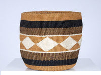 The Basket Room - KADI: Geometric Natural and Black Baskets: Stripes & Checks - Medium