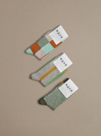 Organic Cotton Socks - Patchwork Mint: UK 8-11