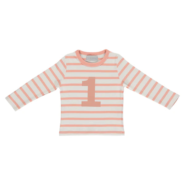 Shrimp & White Breton Striped Number T-Shirt