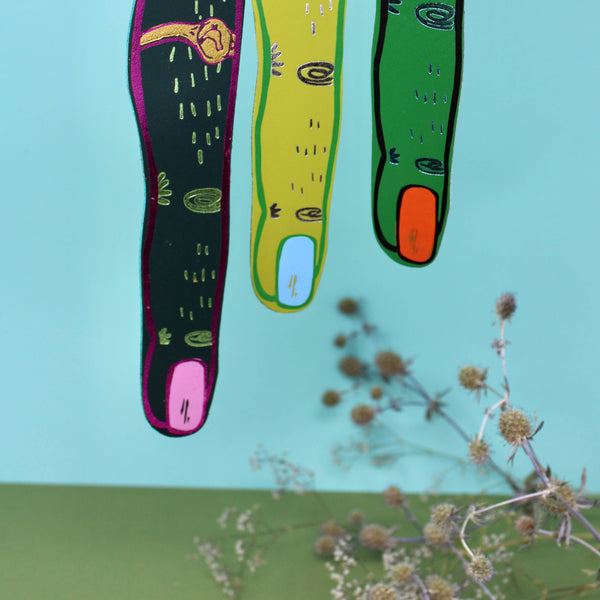 Green Fingers Shaped Bookmark - Bright Green