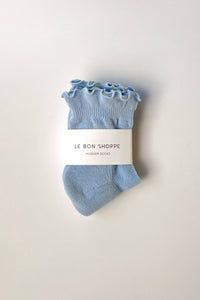 Ruffled Hugger Crew Socks -  Vintage Pink/ Black