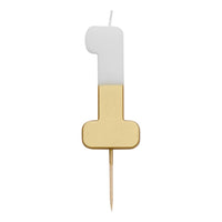 White & Gold Birthday Number Candles | 0-9 | Single |: 2
