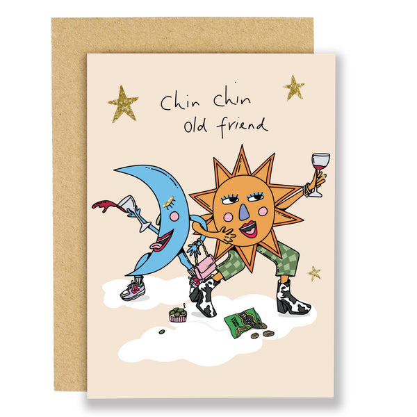 Eat the Moon - Birthday card- Chin chin- gold foil (NEW)