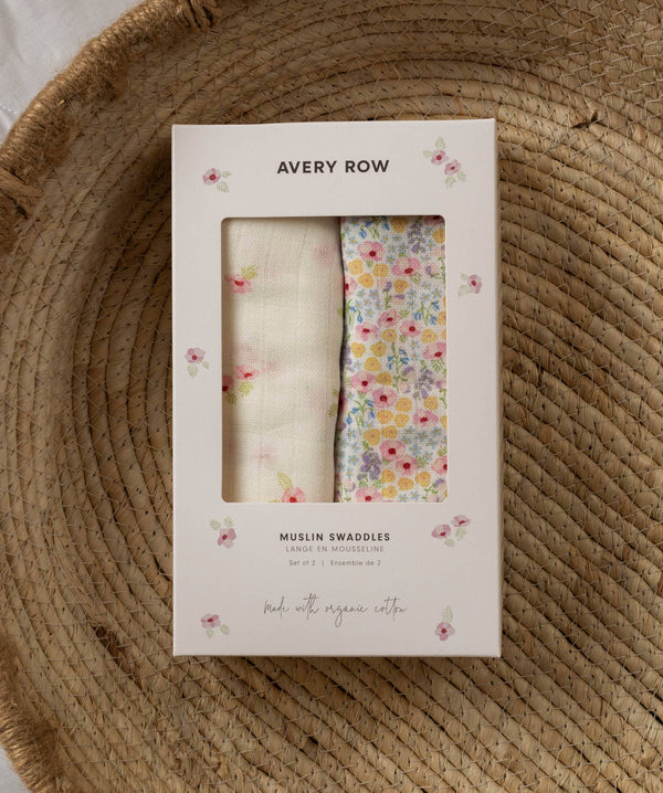 Extra Large Organic Baby Muslins, Set of 2 - Wildflower Garden / Anemone