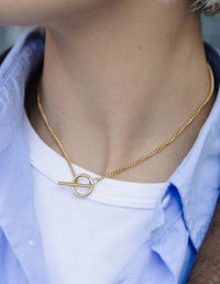 Herringbone Toggle Chain Necklace - Gold