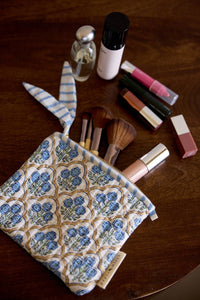 Zipped Pouch - Set of 2 - Floral Indigo