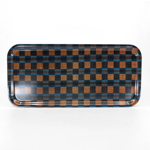 Narrow Birch Wood Tray - Native Check