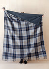 TBCo - Recycled Wool Picnic Blanket - Bannockbane silver - Navy Recycled Handle