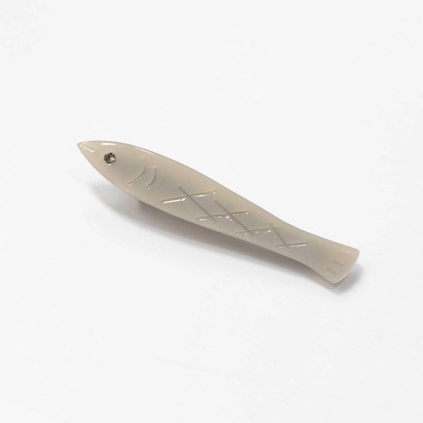 Sardine Fish Hair Clip Set in Silver Acetate with Rhinestone