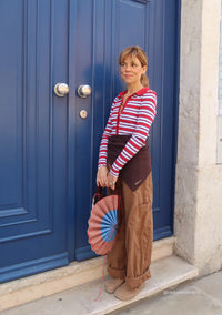 Large Merino Triangle Scarf in Brown