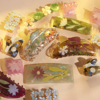 Hesperides Orange Acetate Floral Claw Clip - Large