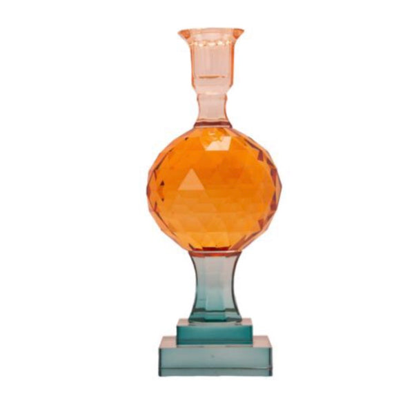 C’est Bon - Crystal Candle Holder - Petrol/Amber/Peach