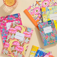 Neon Floral Pink and Blue Premium Paperback Notebook (A5)